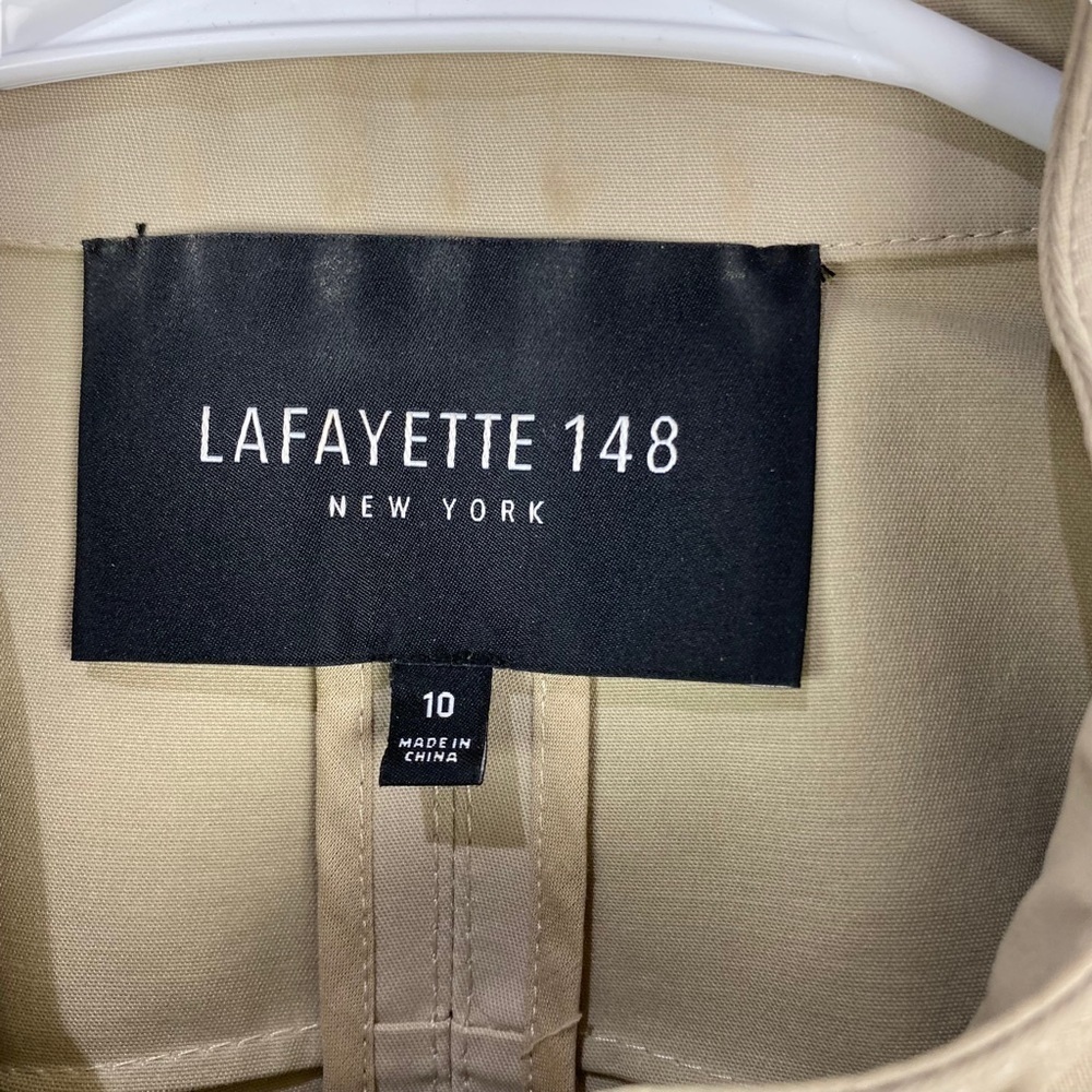 Lafayette 148 Moto Jacket Blazer Tan Women’s Size 10 Beige New York Full Zip - Picture 4 of 7